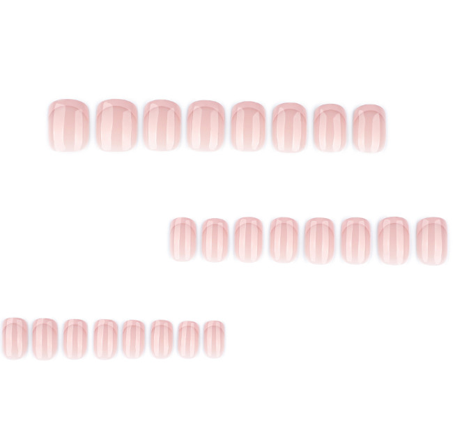 24pcs Minimalist French-style Rose-pink Edge Press-on Nails, Short Square Shape
