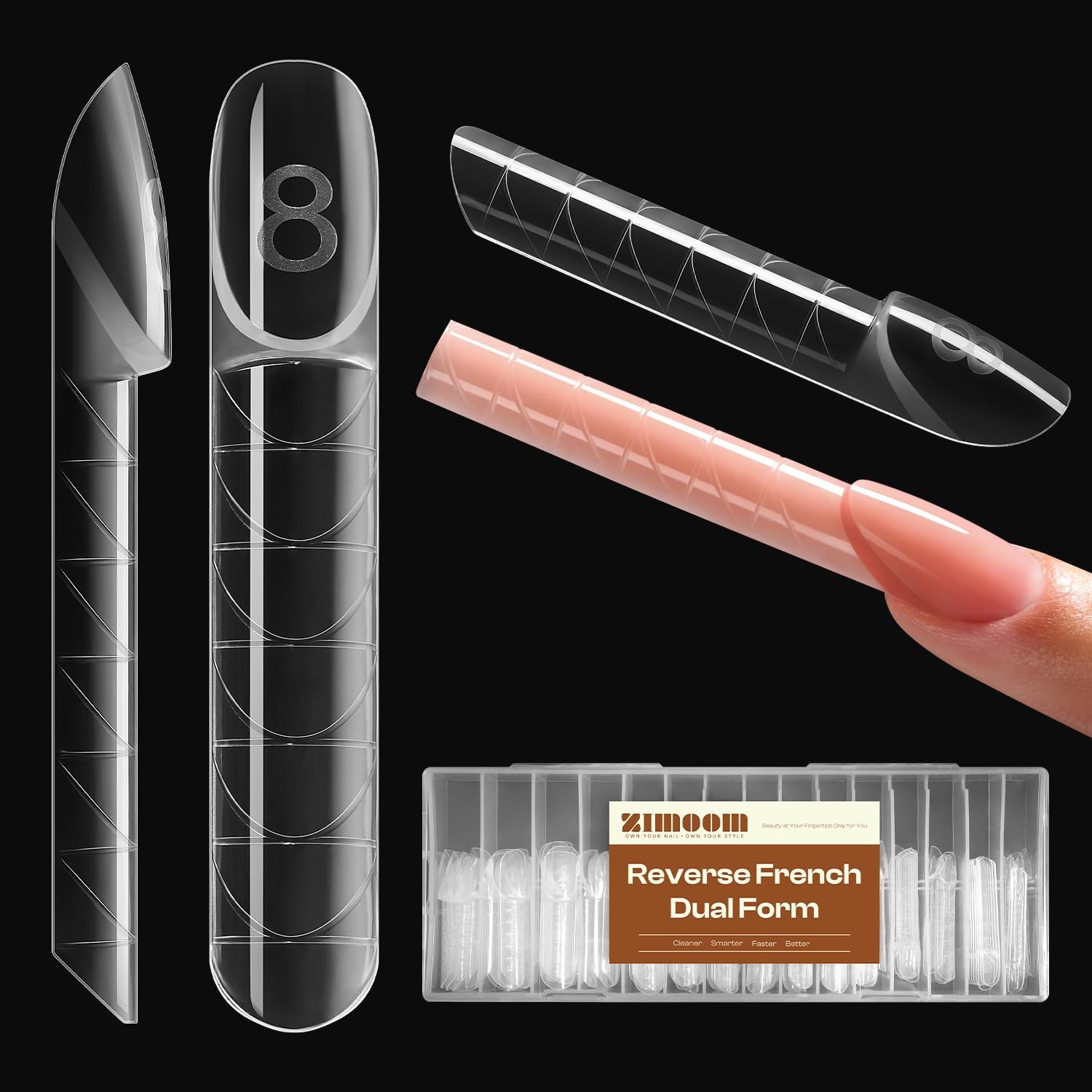 ImMaster French Dual Form,150pcs 3D Reverse Gel Nail Extensions Kit Magic Cap…