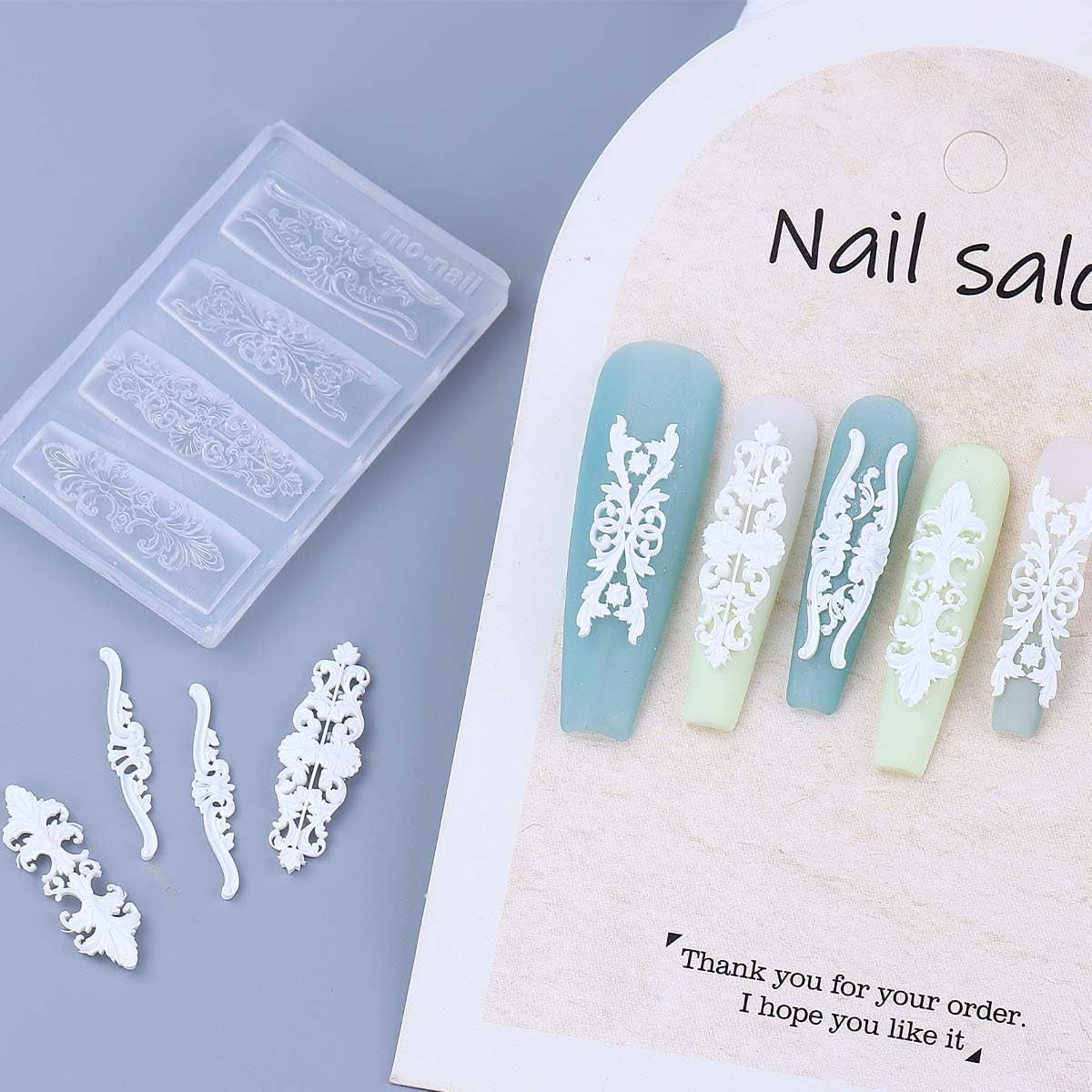 Silicone Nail Art Molds Set: 3Pcs Boho Style 3D Carved Design Templates – Elegan