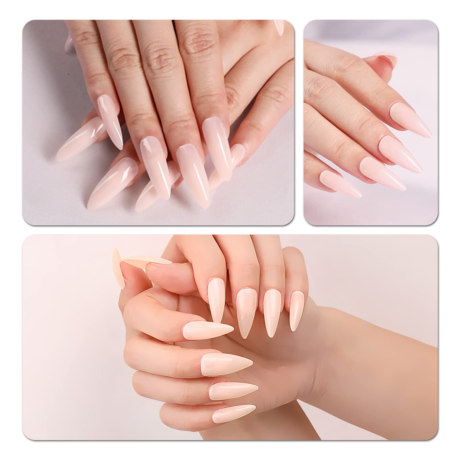 Extra Long Stiletto Glossy Fake Nail 100 PCS Full Cover Acrylic Press on Nail…