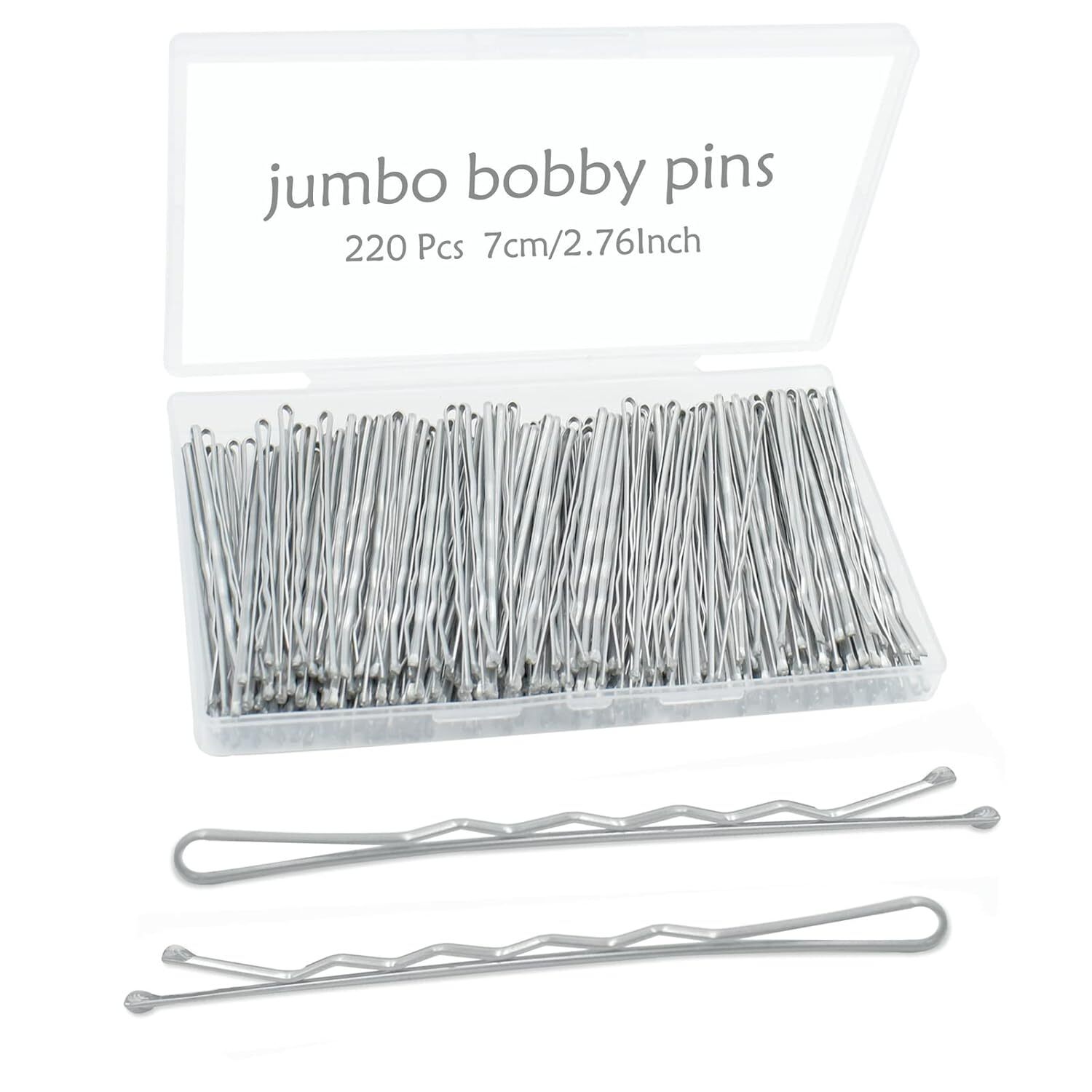 220PCS 2.76 Inch Large Bobby Pins Silver for Women, Long Silver（2.76inch）