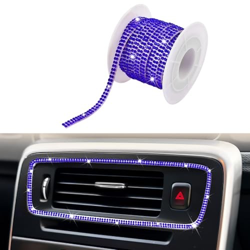 Bling Car Trim Self Adhesive, 16.4 Ft Rhinestone Car Decoration Royal Blue