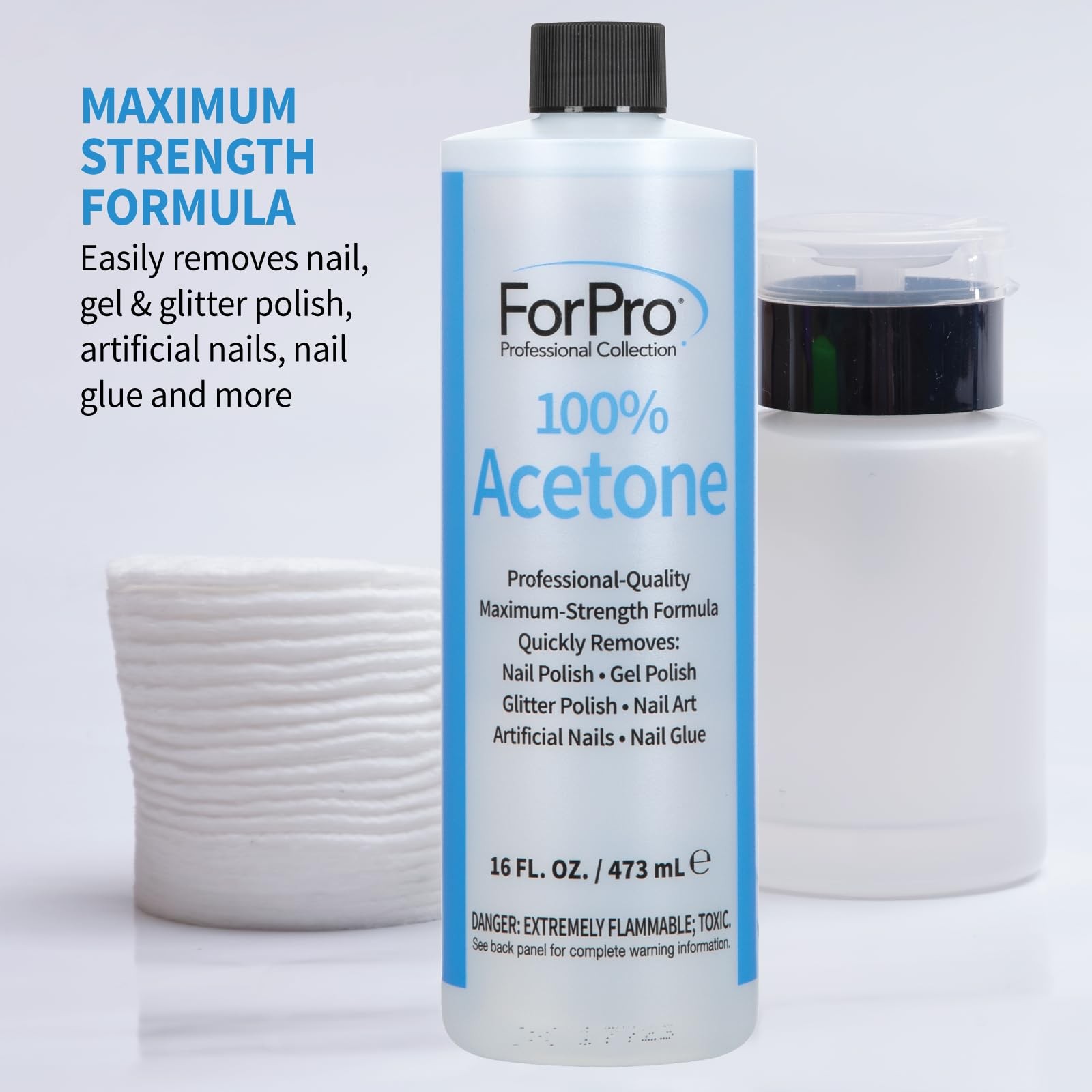 ForPro Professional Collection 100% Pure Acetone, 16 Fl Oz (Pack of 1), Clear