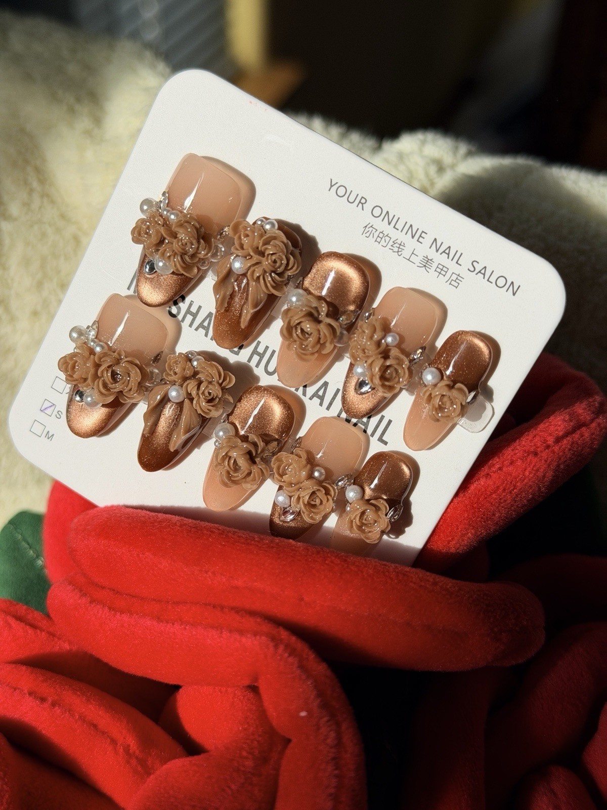 Rose Press-On NailsHandmade • Size S • Brand New