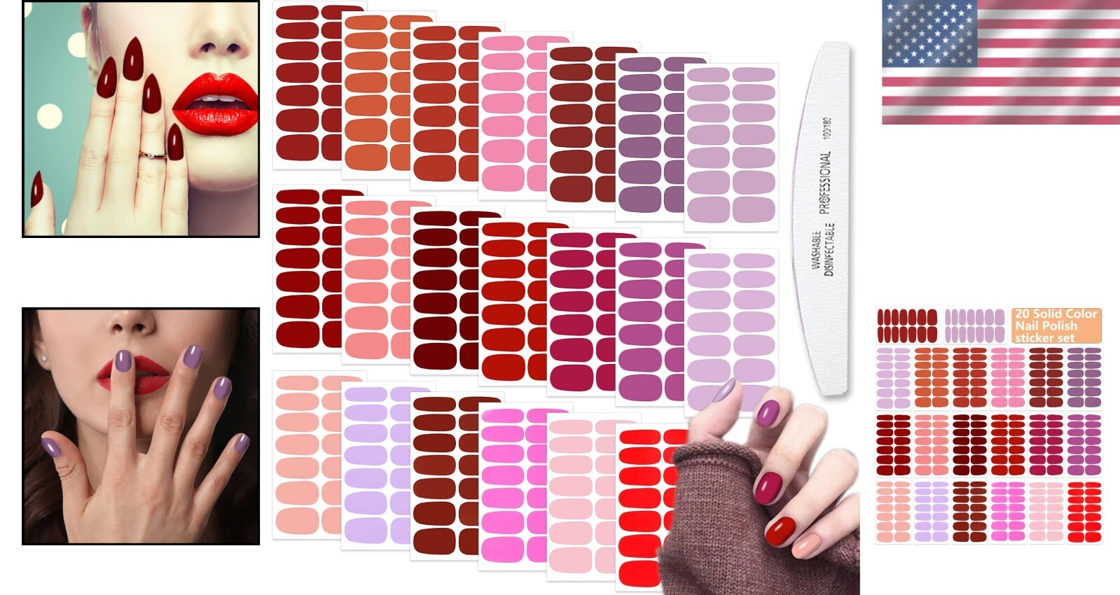Thicker Real Nail Polish Strips – Fashionable Art for All Nail Types – 20 Sheets