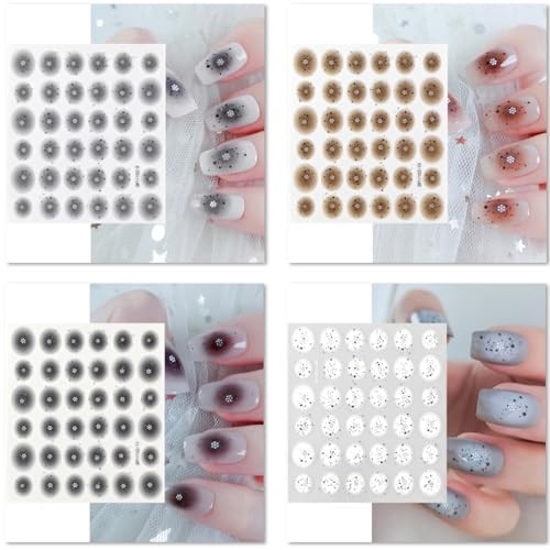 12 Sheets Gradient Blend Nail Art Stickers for Girl Women, 3D Self Style-001