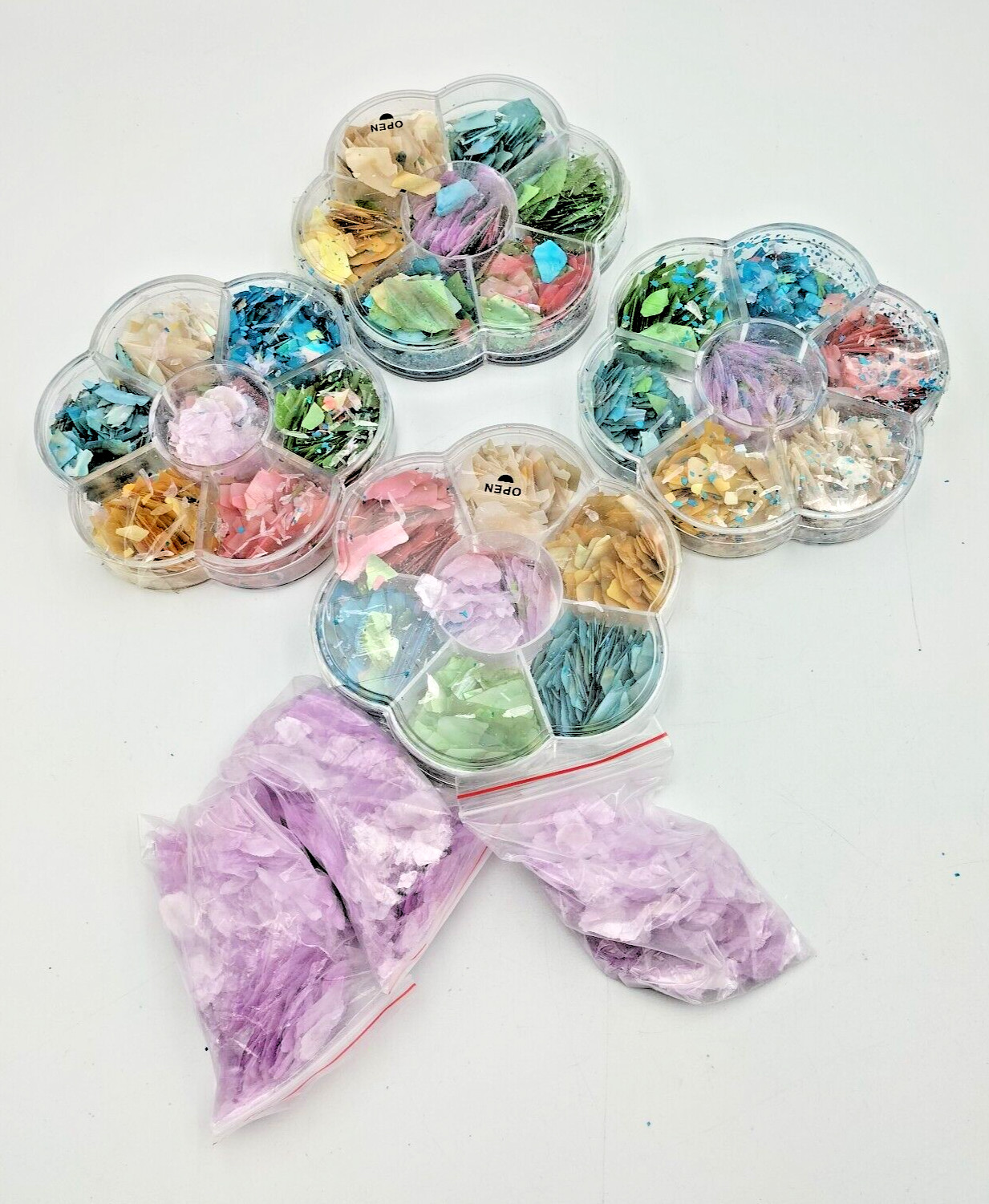Abalone Crushed Shell Slices Mother Of Pearl All Colours Mica Mix Pack Of 4