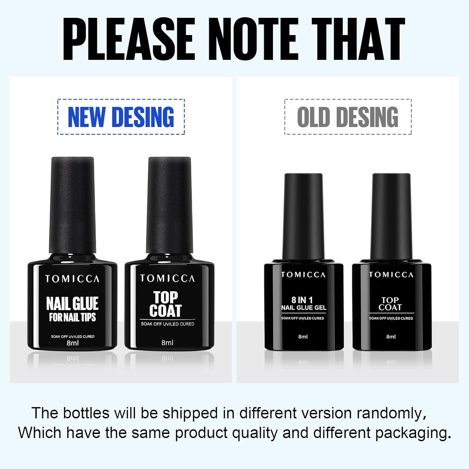 8-in-1 Nail Glue & No Wipe Top Coat Set – Gel Glue for Acrylic & False Nails, Su
