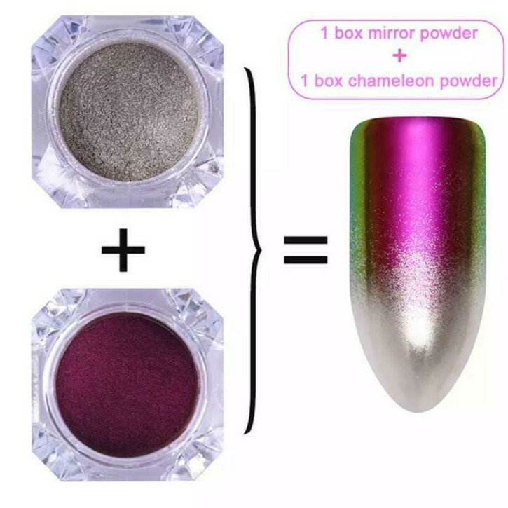 Chameleon Mirror Chrome Gradient Nail Powder Metallic Effect Duo Ombre Rainbow