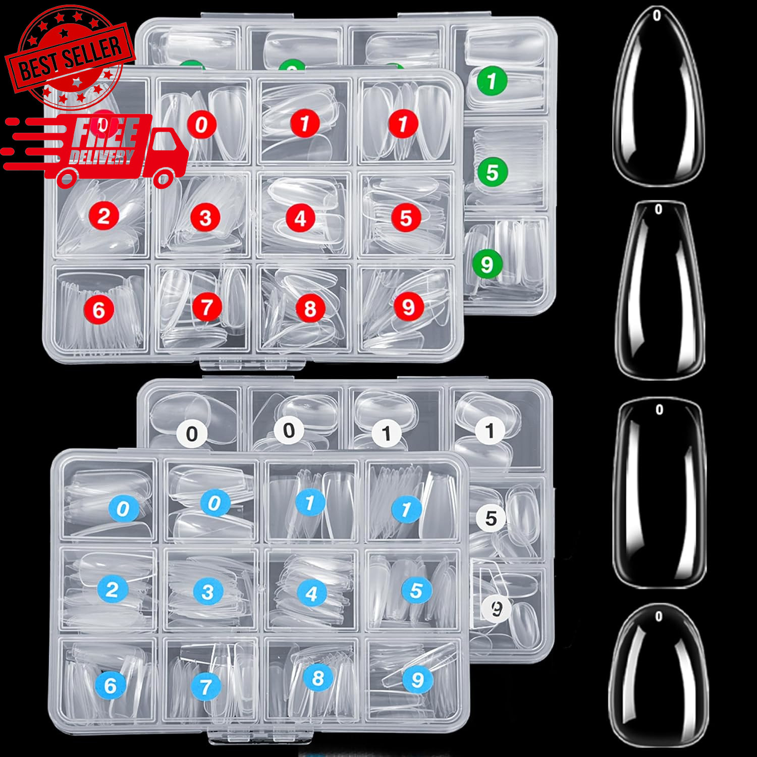 1000PCS Nail Tips Clear False Nails Full Cover for Acrylic Nails Kit 10 Sizes…