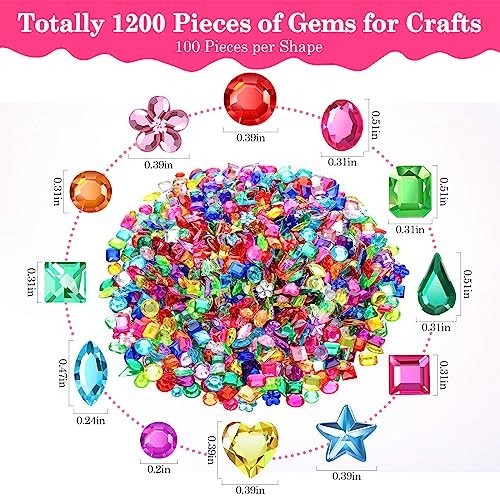 1200Pcs Craft Gems & 2 B7000 Jewelry Glue – Flat Back Sequins, Rhinestones, Gems