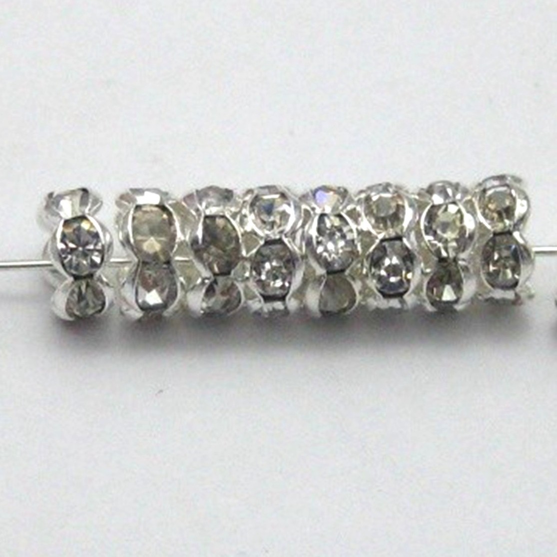 100 Silver Flower Crystal Rhinestone Rondelle Spacers Beads 6mm 8mm 10mm