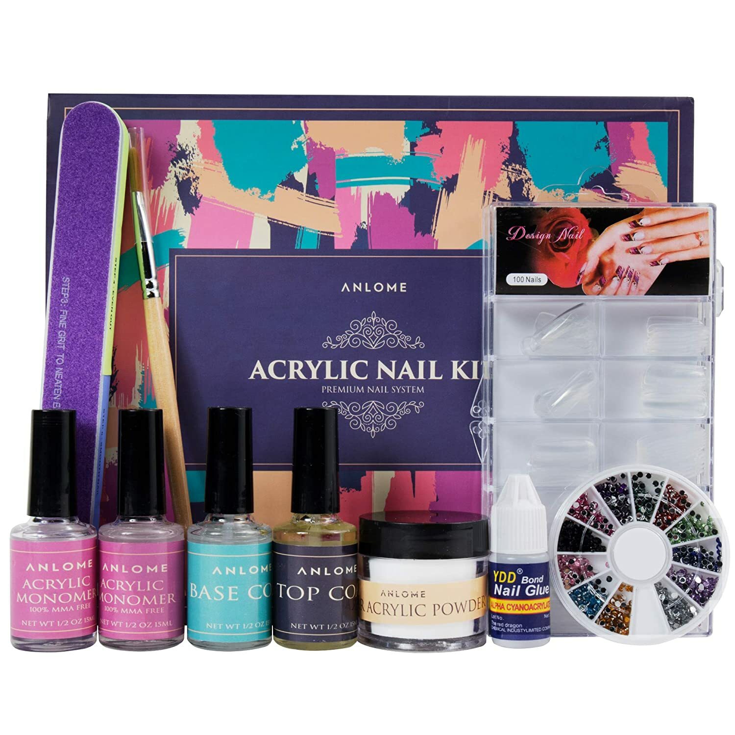 ANLOME ACRYLIC NAIL KIT PREMIUM NAIL SYSTEM read for contents SEALED nib