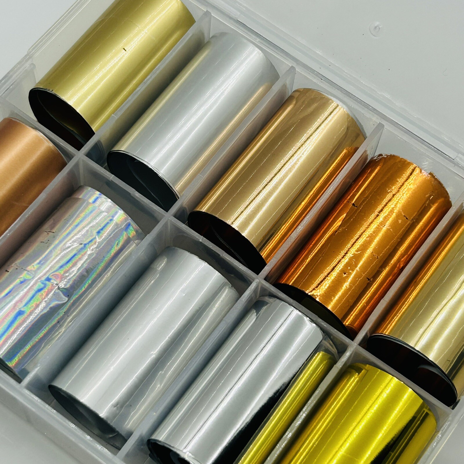 Nail Foil Stickers 10 Rolls Holographic & Plain Shiny Nail Transfer Foil Sticker