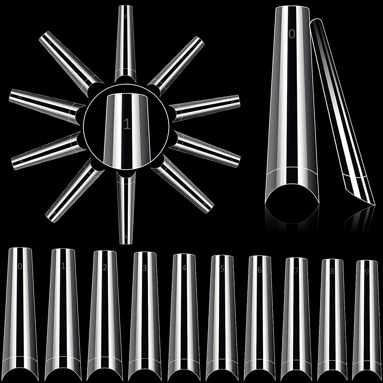 XXL Long 500 pcs Coffin No C Curve Acrylic Nail Tips Ships Natural Best Seller