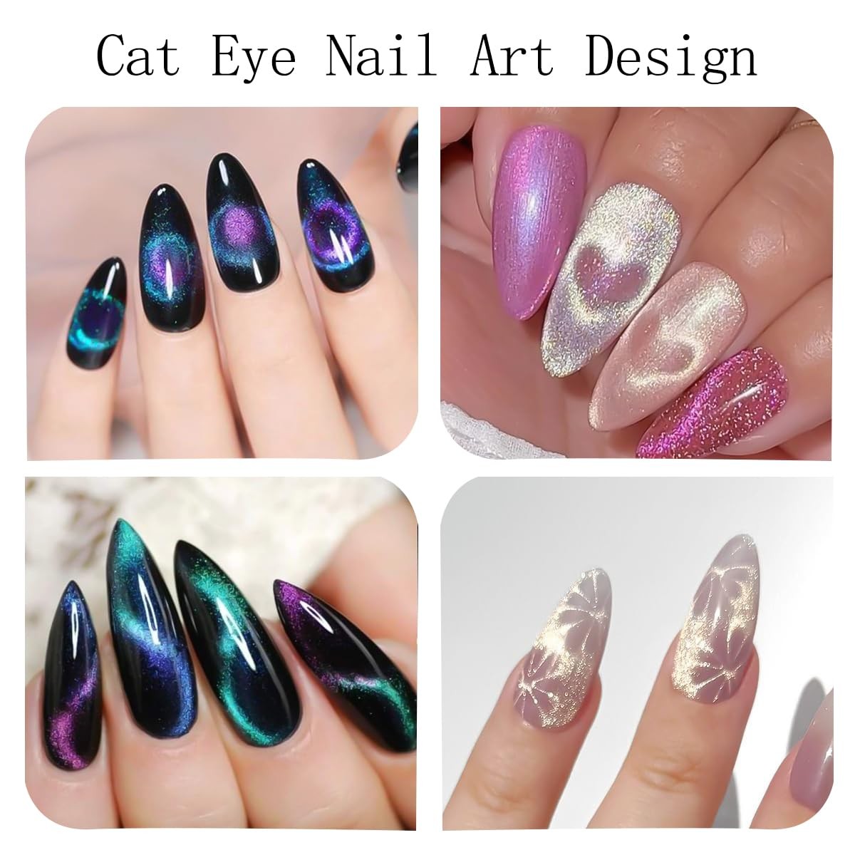 43PCS Nail Magnet Tool Set,Cat Eye Gel Nail Polish Magnetic Stick Wand Pen with