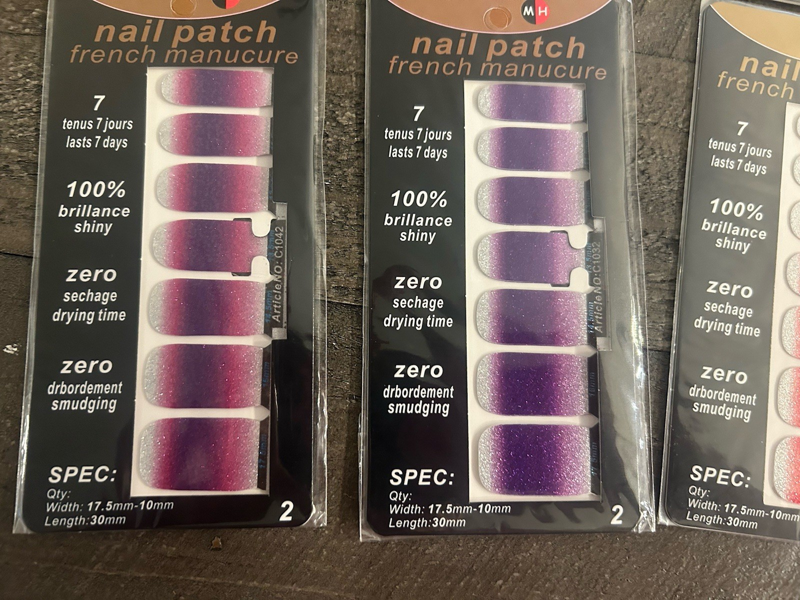 Nail Patch French Manicure Polish Stickers Last 7 Days 13 Different Sets Glitter