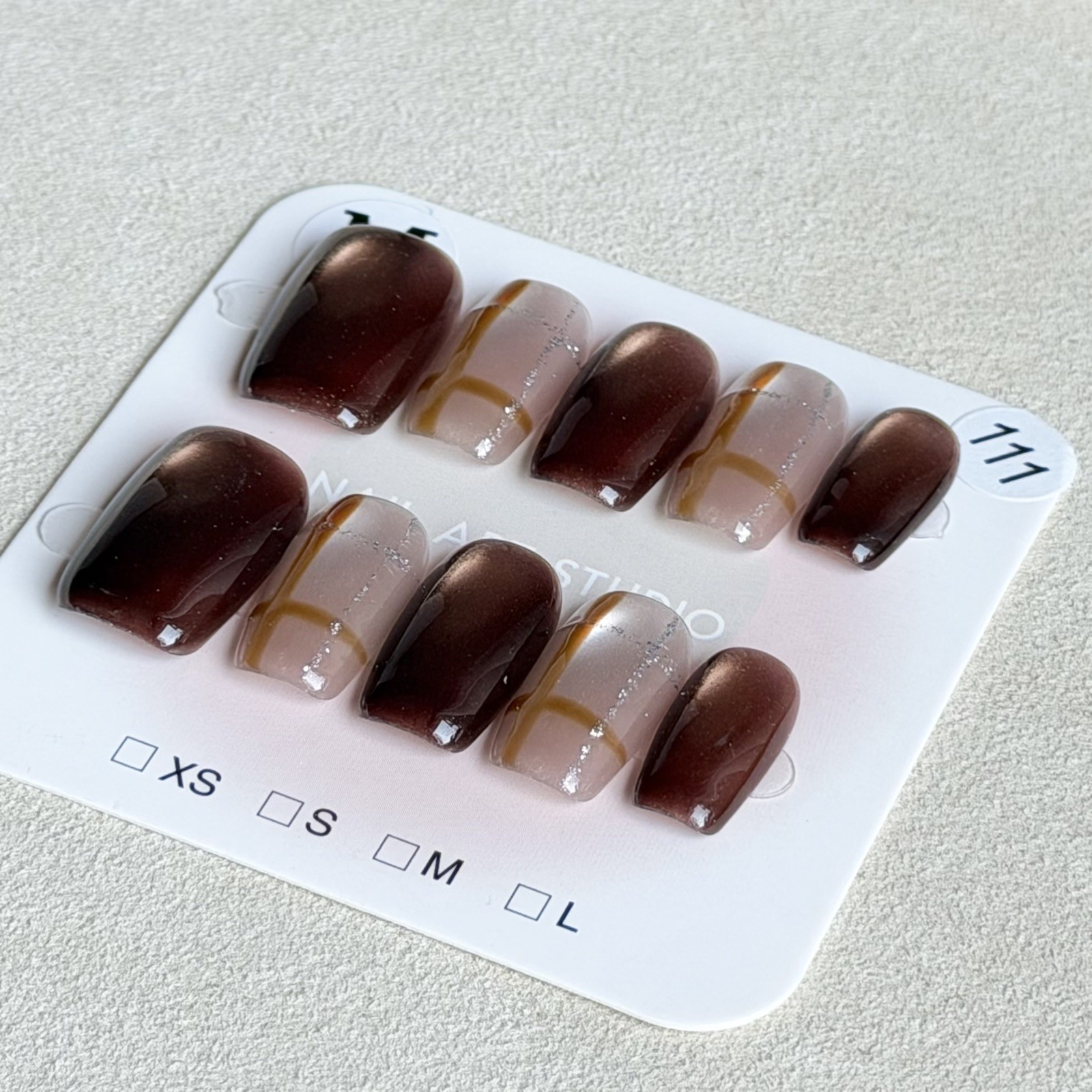 Unique Handmade Press-On Nails Size M | One of a Kind Set, Reusable 111