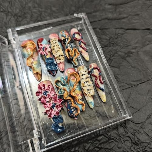 10Pcs(1Pack) Handmade Nails Press On Nails Long Stiletto 35mm Muse Sonata 3D