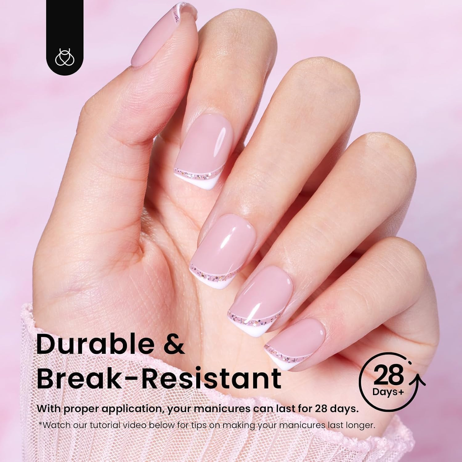 Beetles Gel Nail Tips 288 pcs Extra Short Square Tips 12 Sizes Half Matte | Full