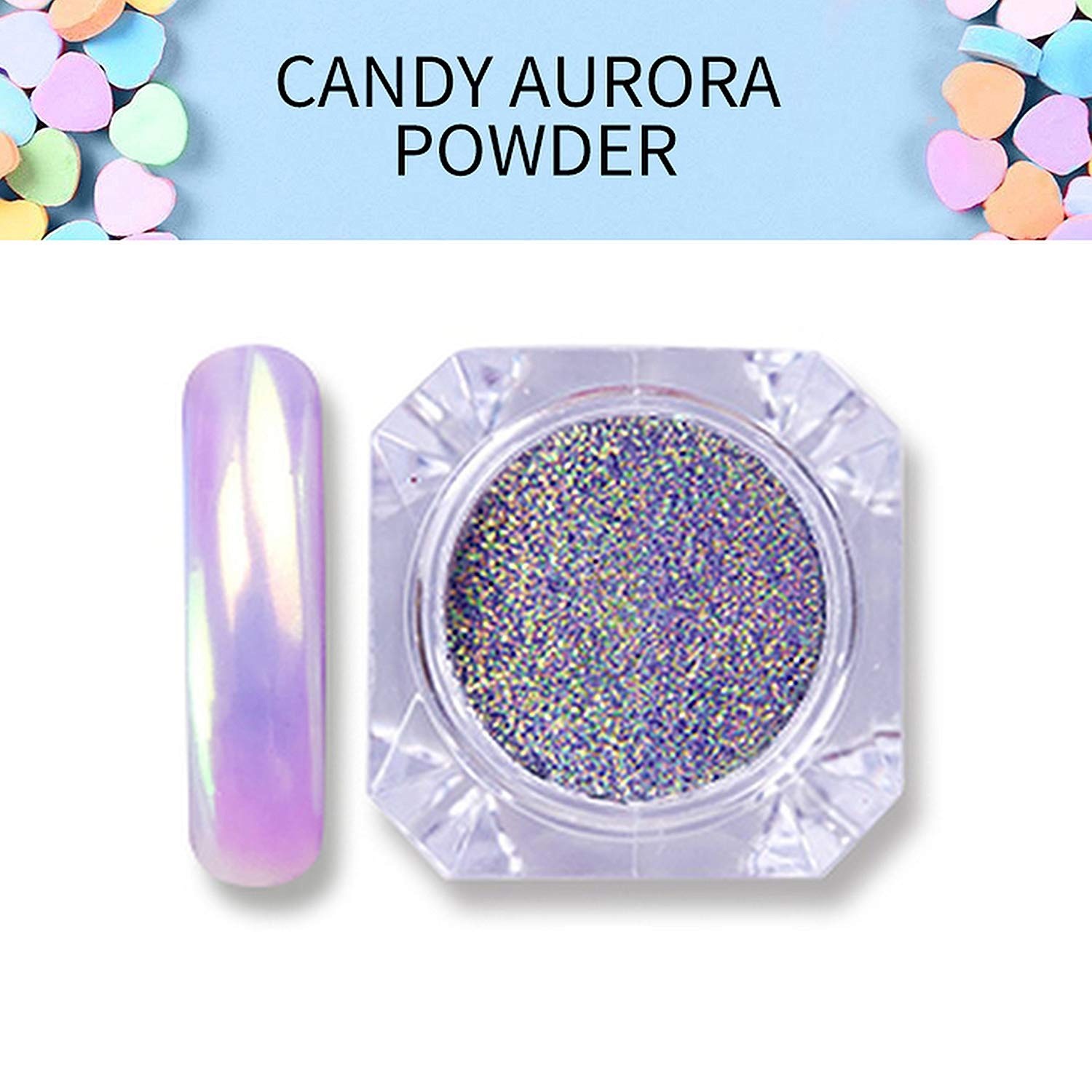 Aurora Candy Purple Chrome Nail Powder – Unicorn Pastel AB Mirror Rainbow Effect