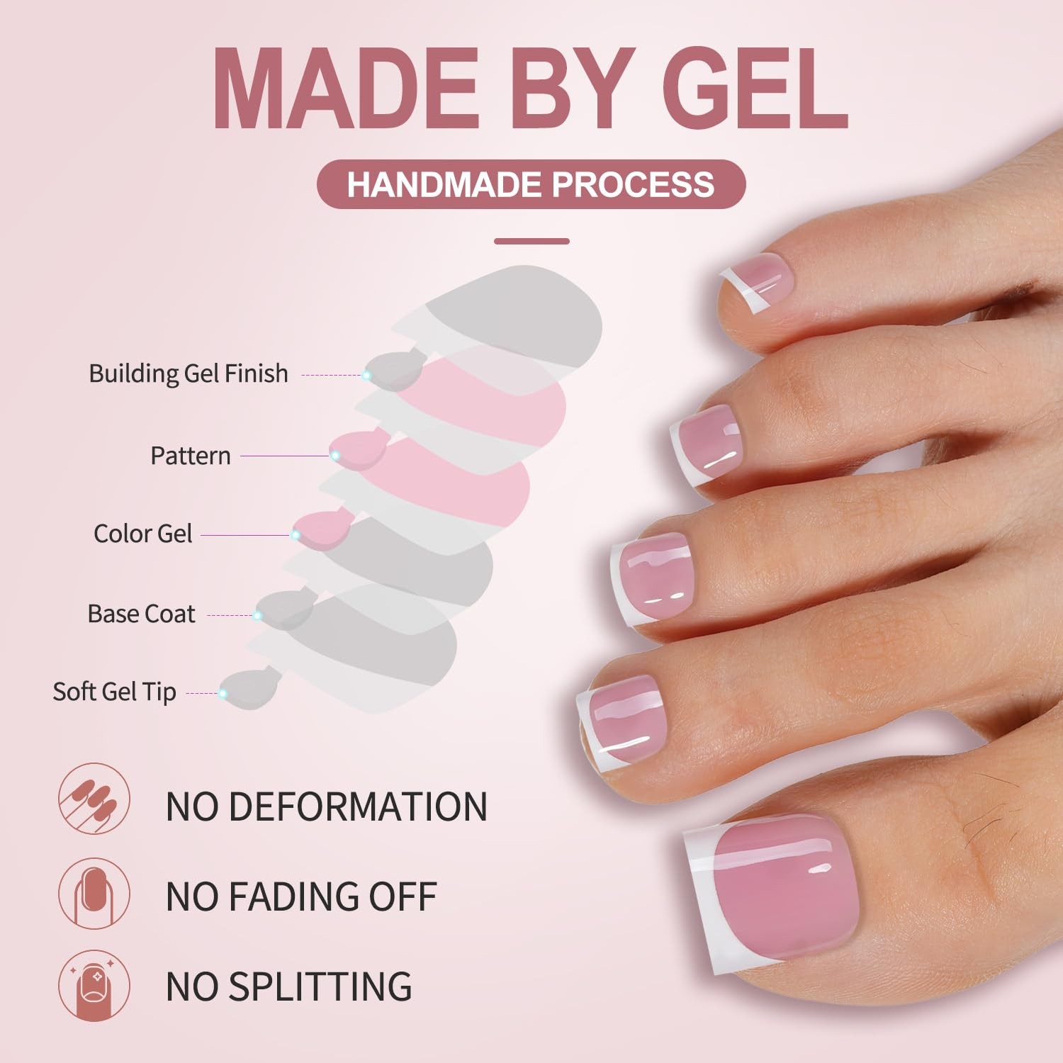 Misssix French Tip Press on Toe Nails, French Square Toe Nail Tips, Soft Gel …