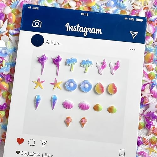 150PCS Summer Beach Nail Charms 3D Ocean Theme Nail Rhinestone Shell Starfish