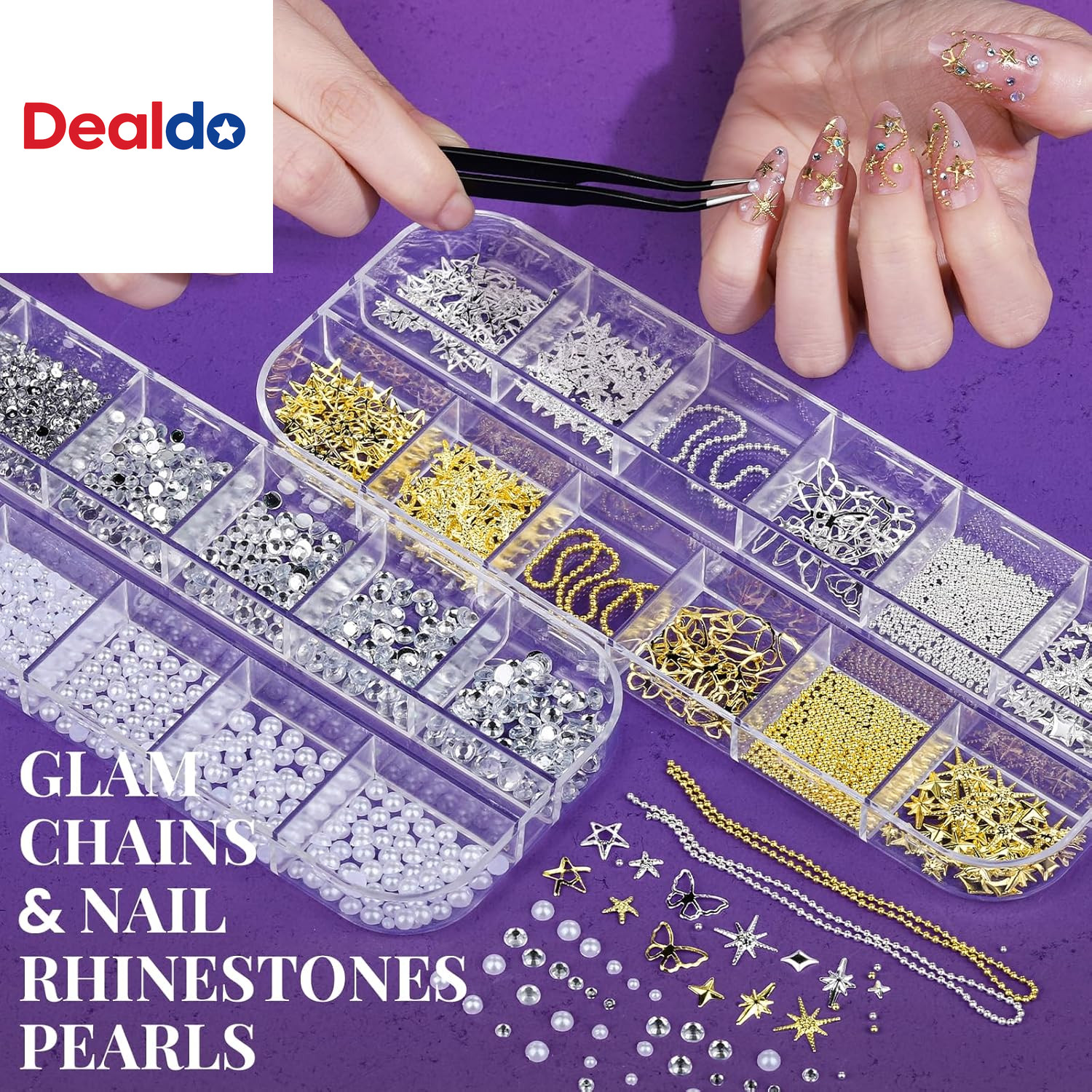 Nail Charms and Nail Brushes, Nail Accessories Kit with 15 Pcs Nail Art Brushes,