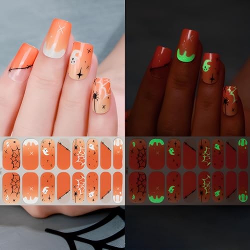 6 Sheets Halloween Nail Wraps Full Stickers Nail Polish Strips, DIY Self