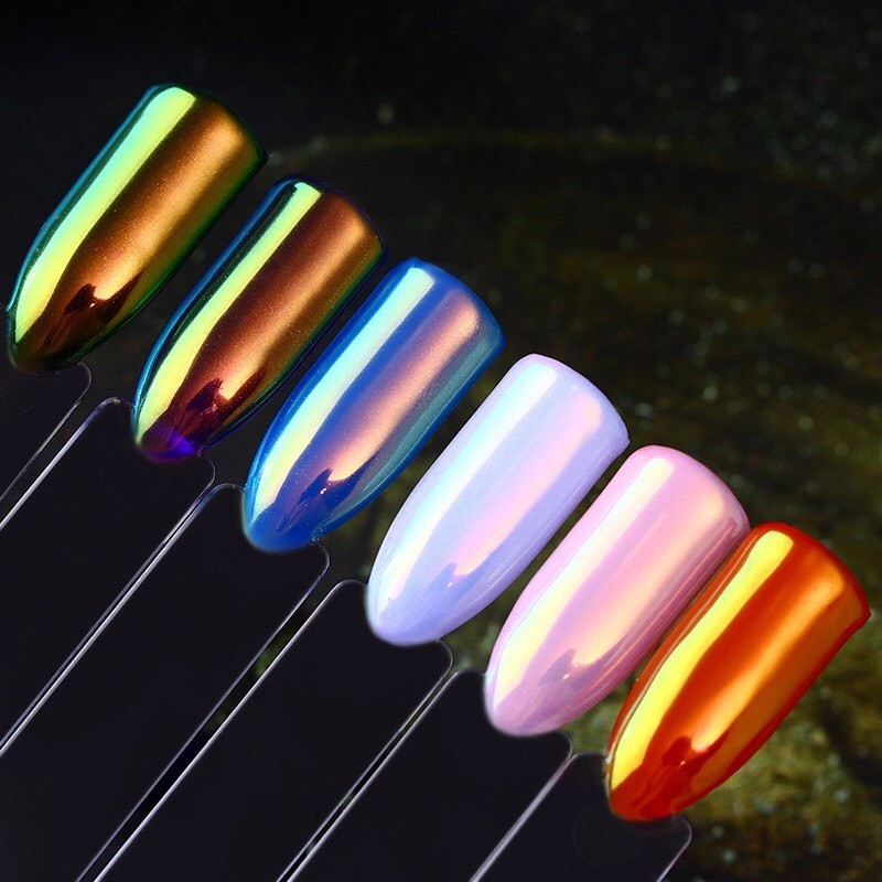 Neon Aurora Unicorn Nail Powder Mermaid AB Mirror Rainbow Shimmer Shine Effect