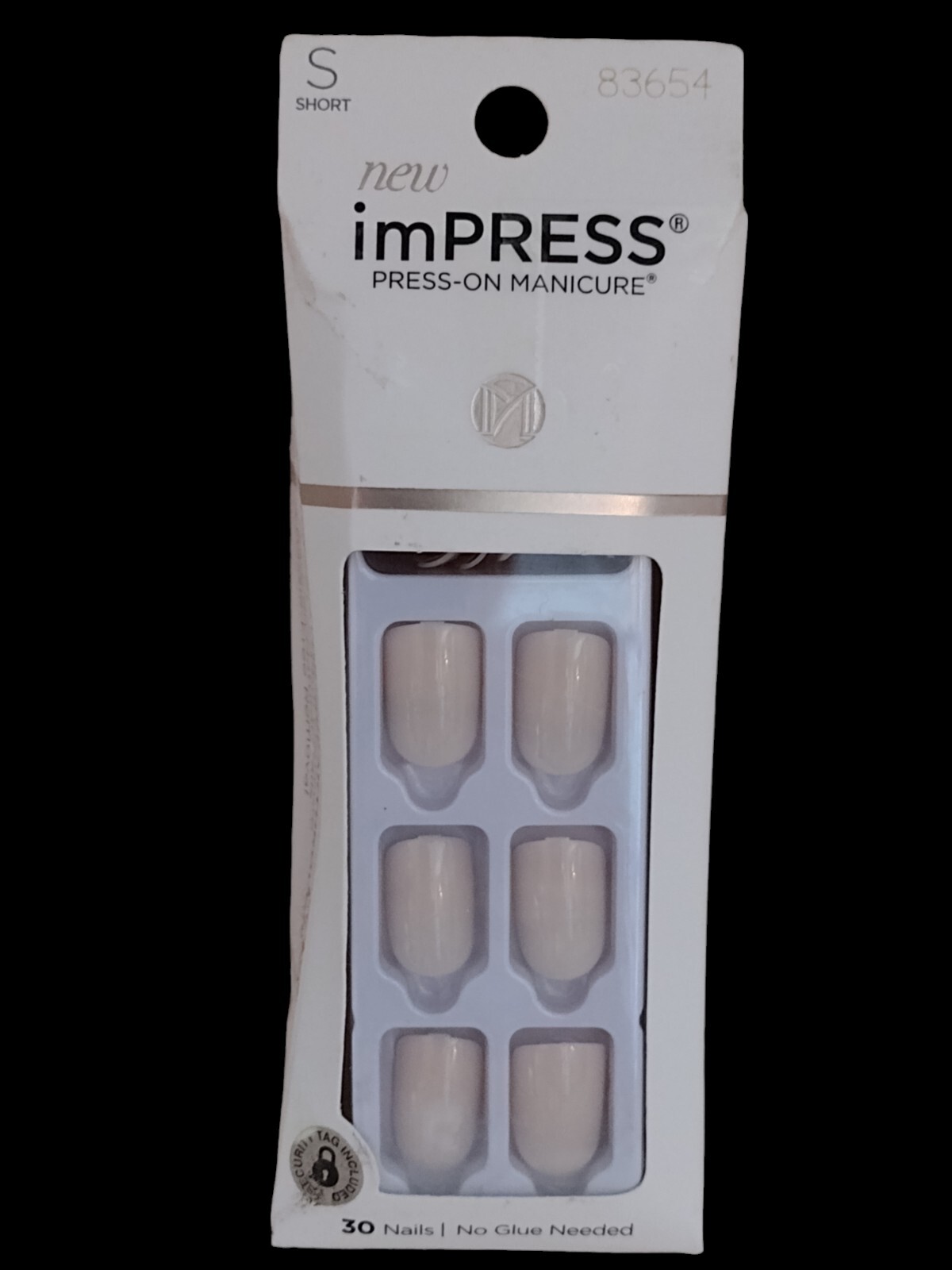 Kiss ImPRESS PEEL & PRESS ON NO GLUE MANI MANICURE 30 Short Nails BARE FRENCH