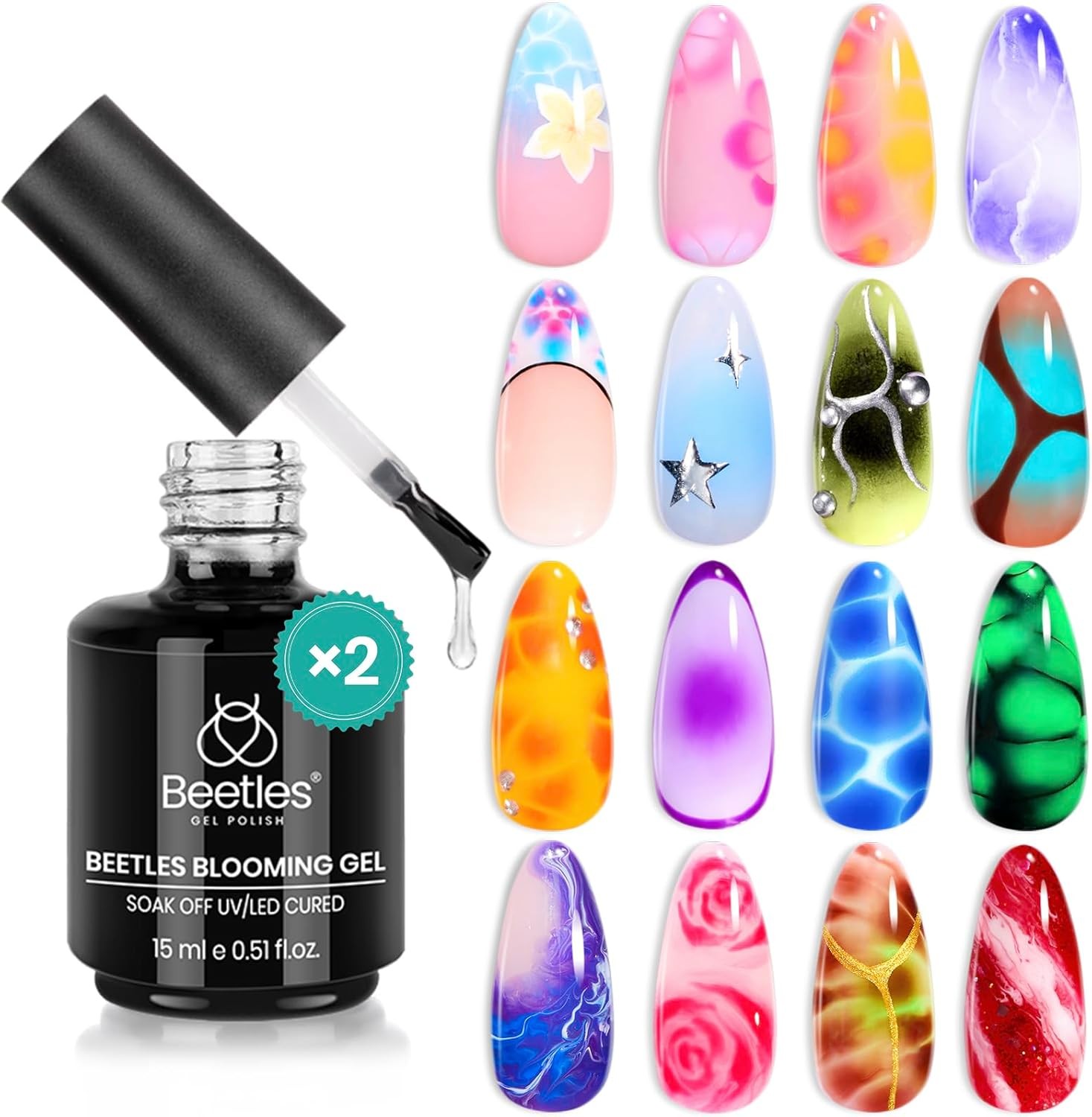 Beetles Blooming l 15ml Clear Uv Led Aura Nails l Polish for Spreading