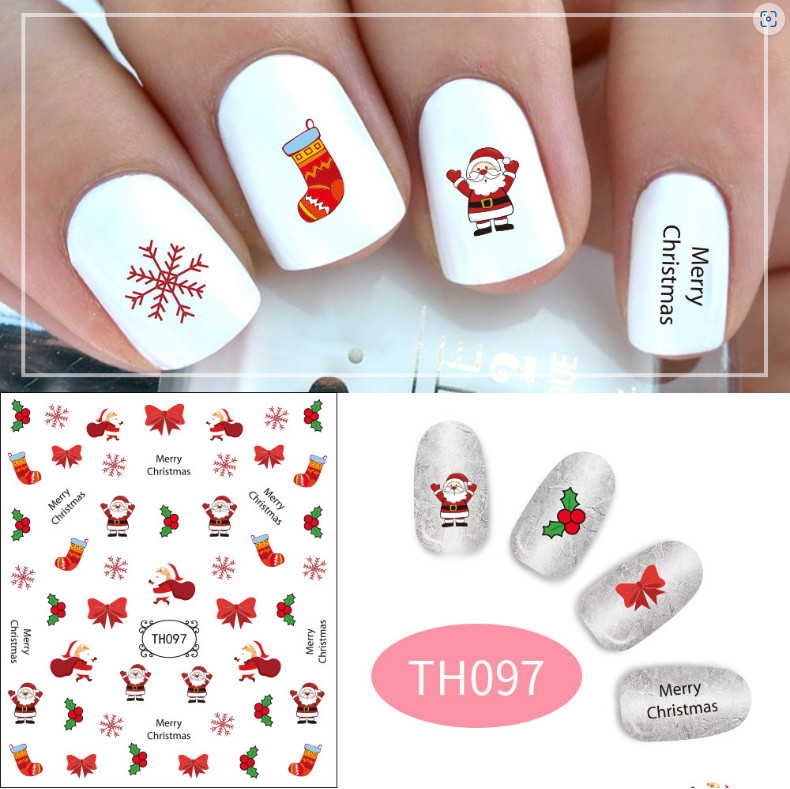 Nail Art Stickers Decals Christmas Snowflake Santa Sock Gingerman Snowman NS44