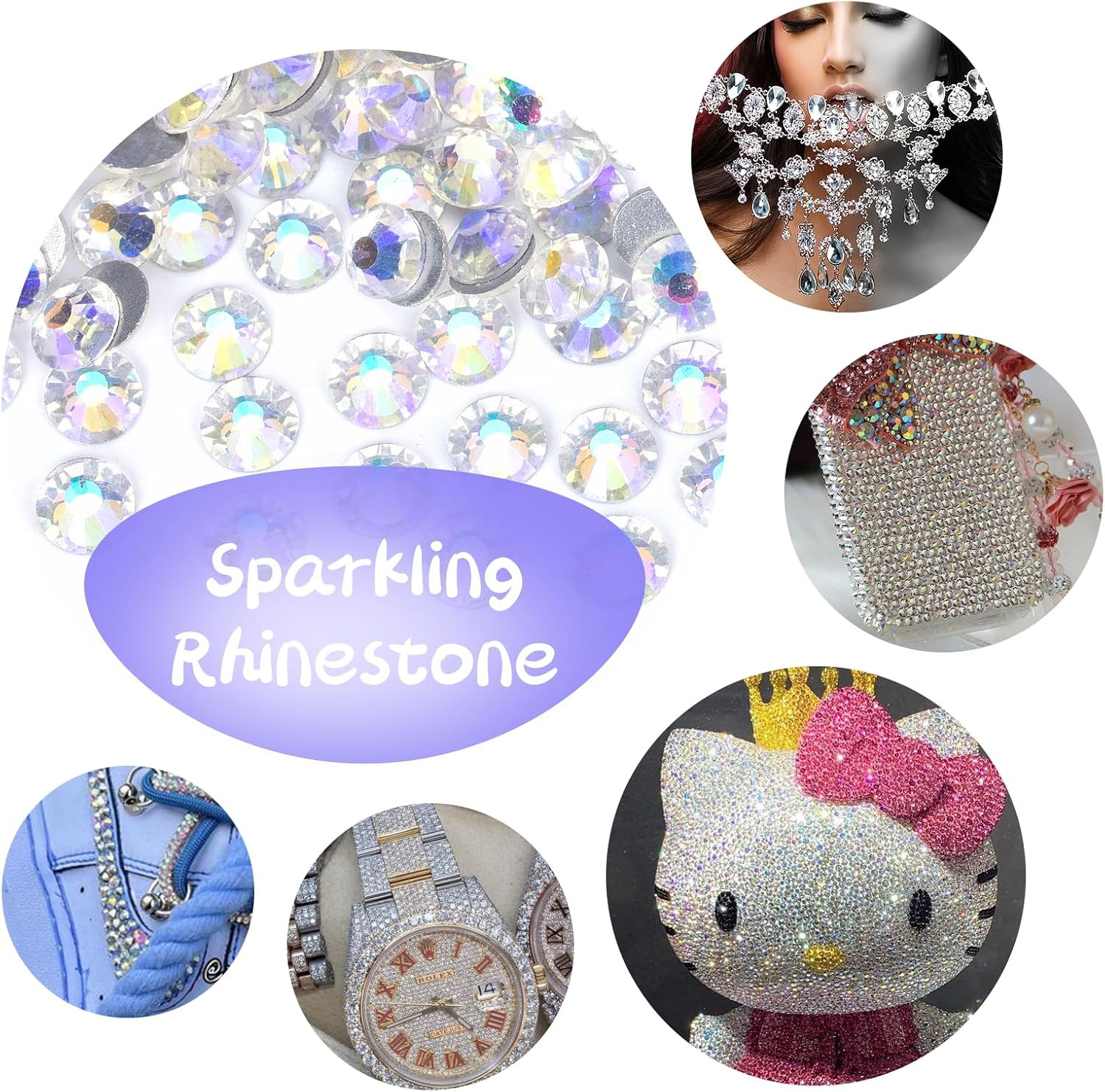 10000PCS Moonlight Rhinestones Bulk, Flat Back Crystal Glass Stone round Gems,Ss