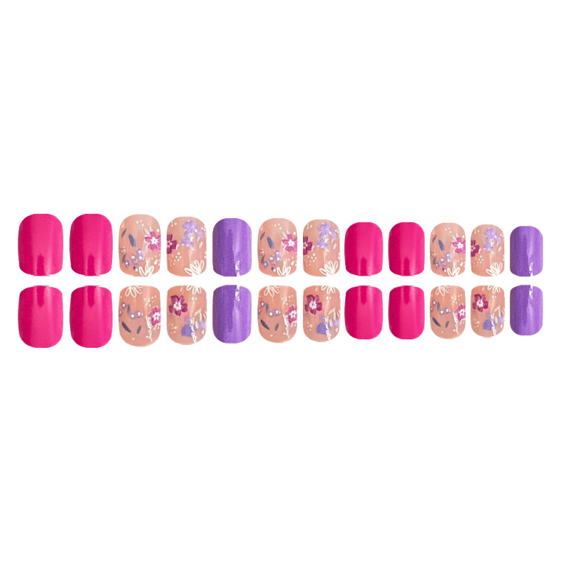 48 pieces of short square A rose pink purple floral tattered armor, nail art