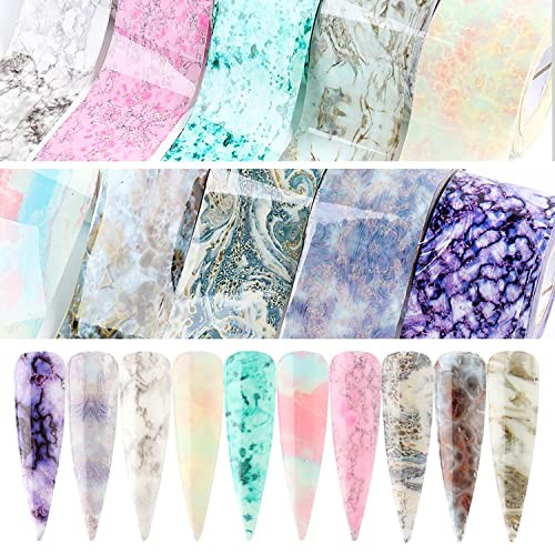 Marbling Nail Foil Transfer Stickers Decals, 10 Sheets Marble Pattern Nail