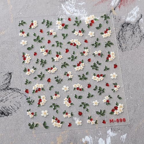 Flower Nail Stickers for Nail Art Spring Summer White Flowers with Flower Style
