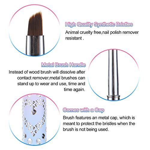 INENK Nail Art Clean Up 2 Pcs Round&Angled Nail Brushes for Cleaning Polish