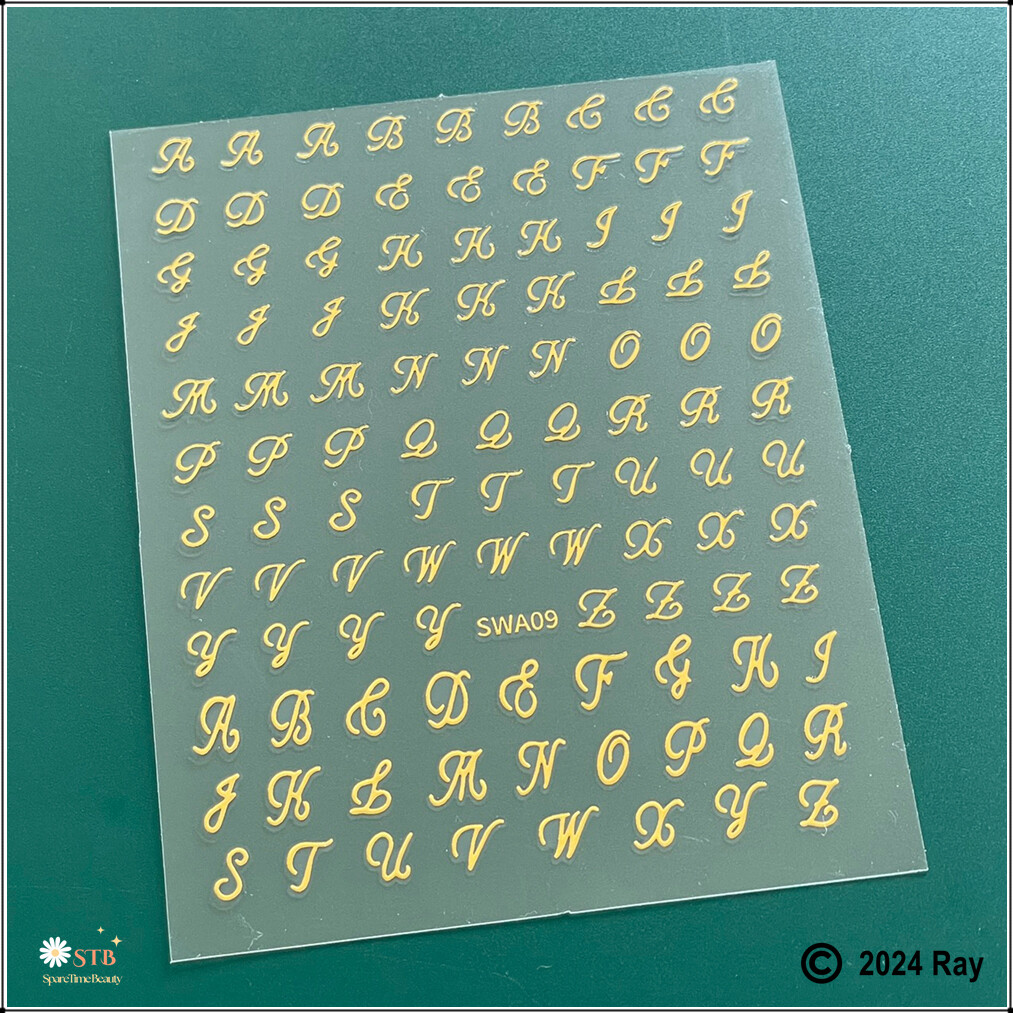 Cursive 26 Letters Nail Art Stickers Uppercase Lowercase English Alphabet