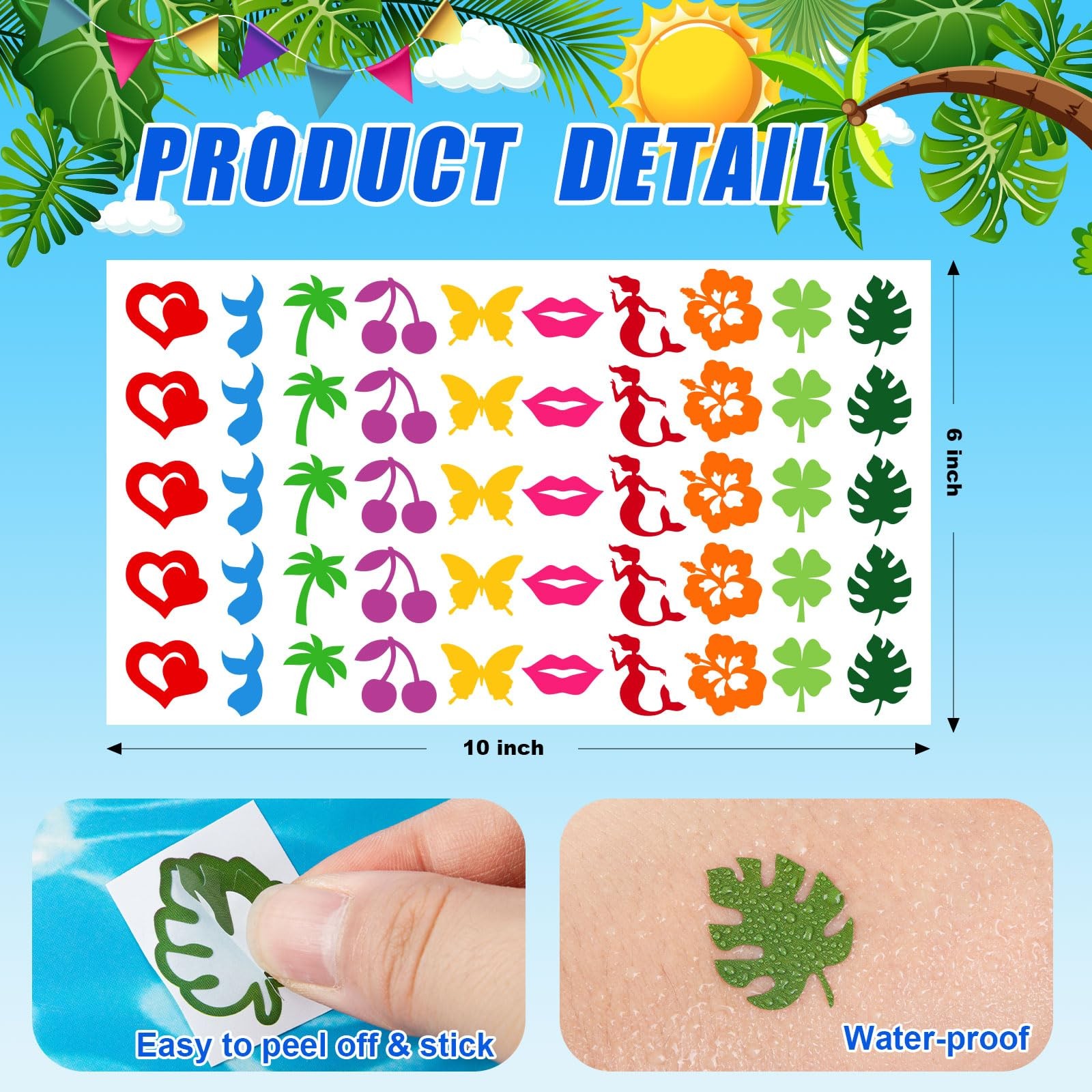 Tanning Sunbathing Stickers, 500Pcs Self Adhesive Removable Body Multicolor