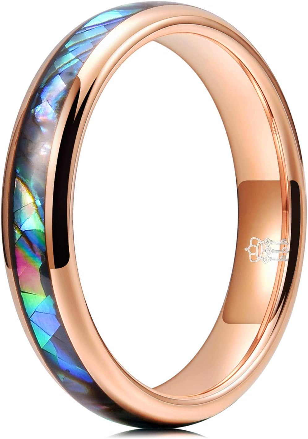 Abalone Shell Inlay Tungsten Rings 4Mm 6Mm 8Mm Womens Mens Silver Wedding Band/C