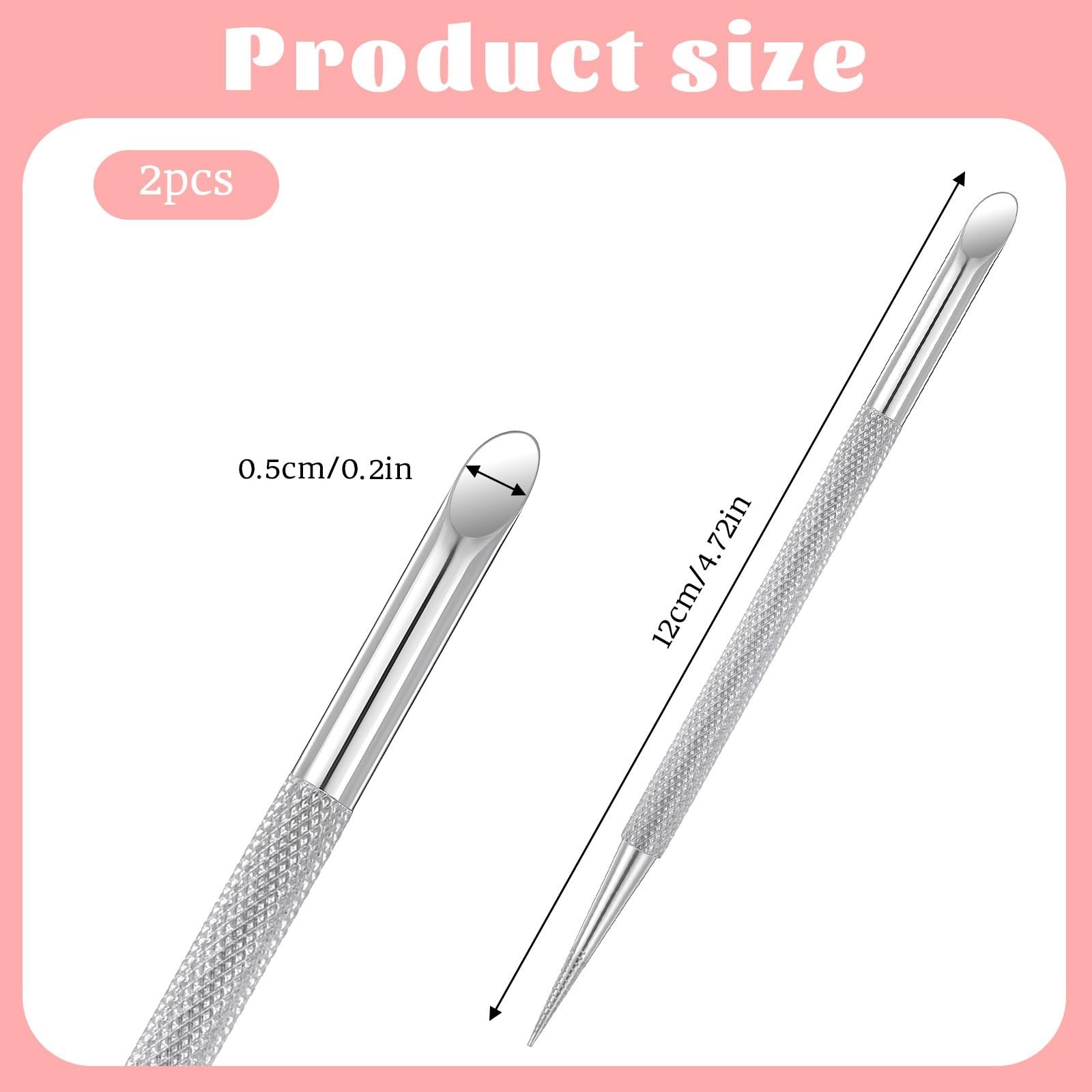 2 PCS Nail Cuticle Pusher Pen, Metal Double Ended Tools for Nails, Stainless …