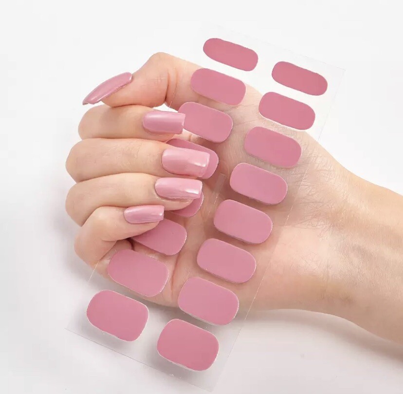 Pink Cute 16 Nail Stickers Full Cover Wraps DIY Manicure Nail Art Decoration