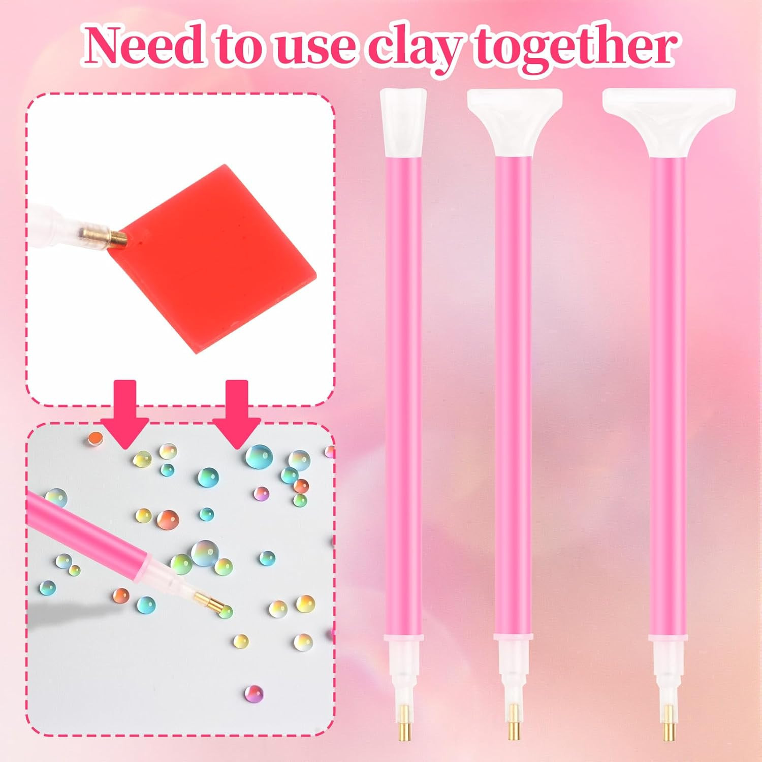 30PCS Rhinestone Picker Tool 8Pcs Acrylic Rhinestones Pen Applicator Dual-Ended