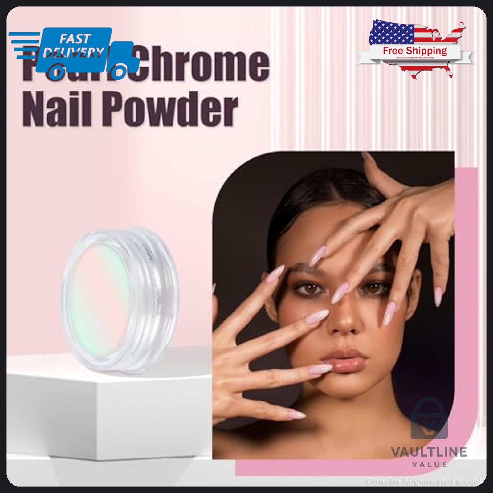 8 Jar Artdone Chrome Nail Powder Set – Shimmery Pearl Mirror Pigment Manicure