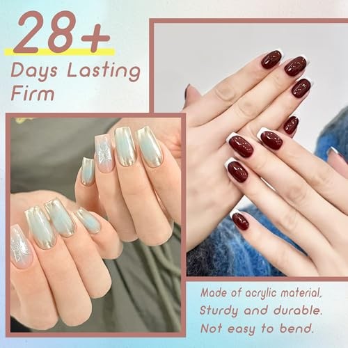 480PCS Nail Tips Clear False Nails Full Cover for Acrylic Almond&Square-480pcs