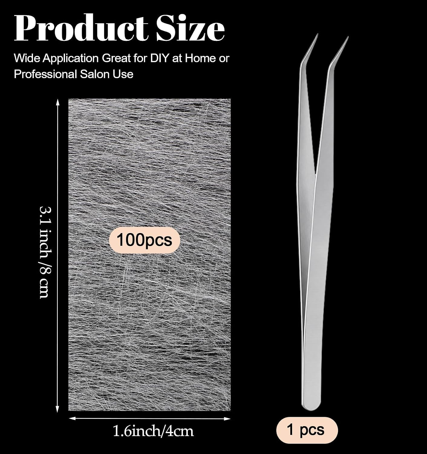 100 Pcs Silk Nail Wrap, Fiberglass Nail Extension Wrap with Tweezers