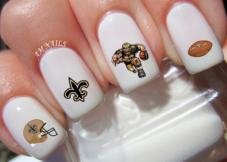 New Orleans Saints Nail Art Stickers Transfers Decals Set of 44 – A1318
