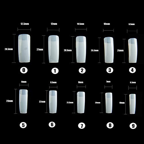 Half Cover Acrylic False Nail Tips, 1000PCS Fake Nail Shape Clear+Natural