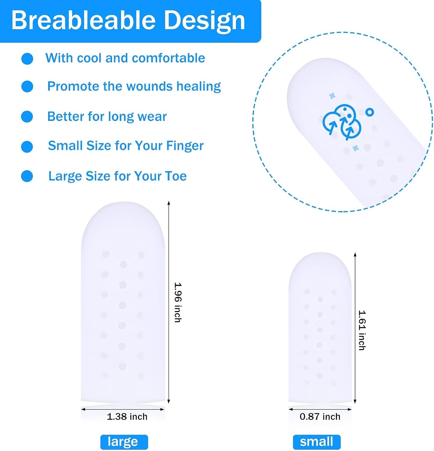 20 Pieces Silicone Finger Cots Protectors Caps with Holes for Wound, Breathab…